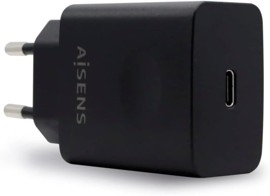 Cargador de Pared Aisens ASCH-1PD20-BK/ 1xUSB Tipo-C/ 20W